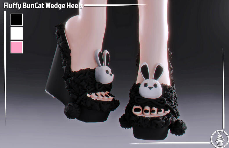 Fluffy BunCat Wedge Heels by Cupkake